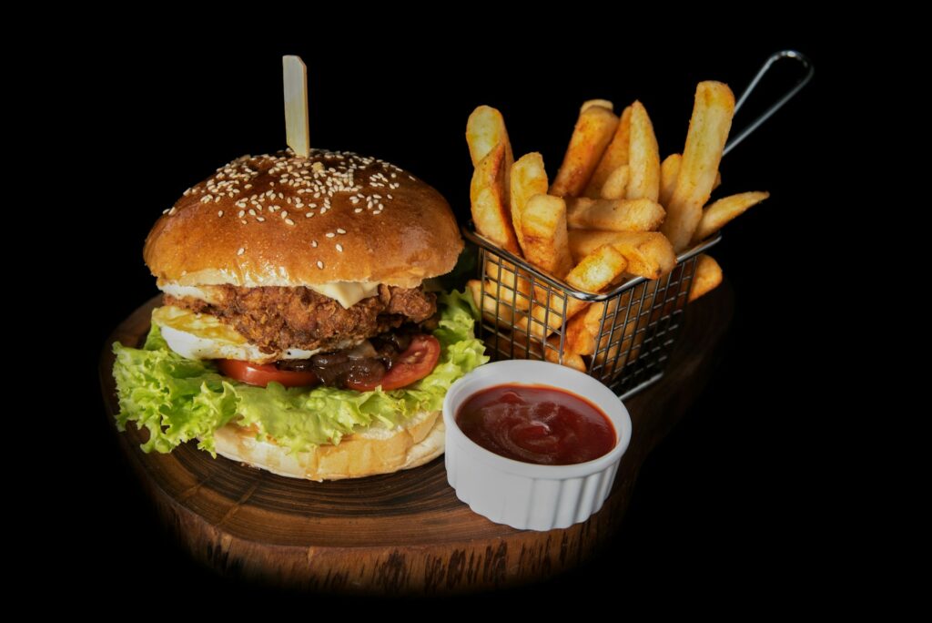 burger and fries